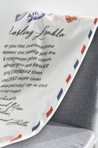 Letter to my daughter theme photo blanket This very popular design beautifully describes a mother's love. Adapt it easily for a son.